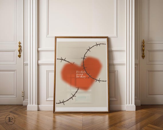 Ready to Hang Mental Health Poster “It’s Okay to Not Be Okay” Framed – Premium Matte Paper & Shatterproof Acrylic Glass