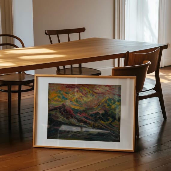 Arnold Peter Weisz-Kubínčan "Sunset in the Mountains" 1930 Framed Poster – Expressionism | Giclée Art Print with White Border, Horizontal