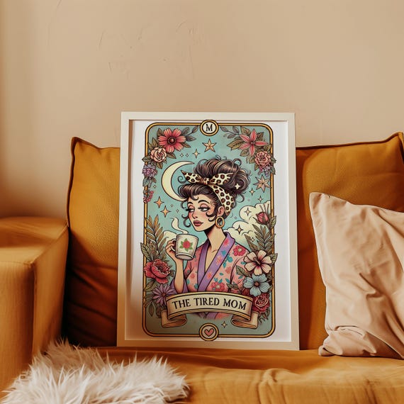 Mother's Day Poster The Tired Mom – Funny Retro Gift for Mom, Printable Wall Art, Vintage Humor Poster for Living Room & Home Office