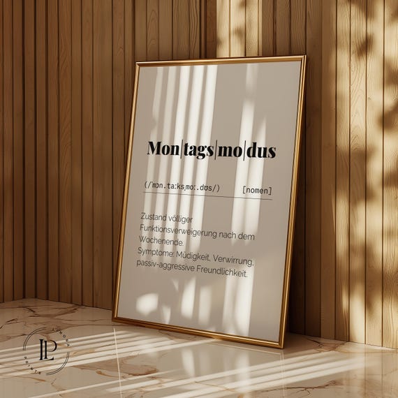 Monday Mode – Sarcastic Definition Poster | Funny digital download for office, home office, or shared apartment, typography wall decoration