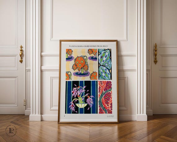 E. A. Séguy “Floral Designs No.8” framed poster – Art Deco, decorative botanical illustration, Giclée art print with white border