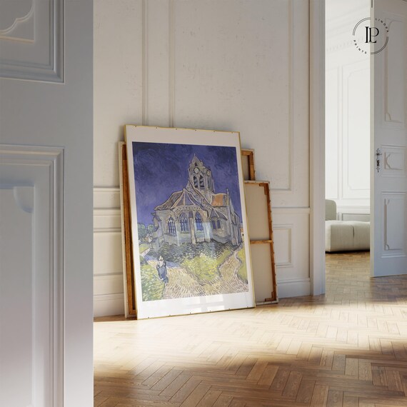 Vincent van Gogh "The Church at Auvers" 1890 Framed Poster – Post-Impressionism | Giclée Art Print with White Border Vertical