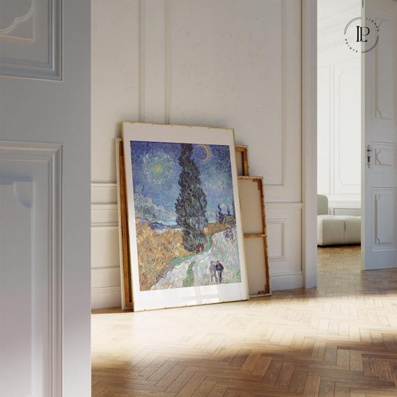 Vincent van Gogh "The Cypress Path" 1890 Framed Poster – Post-Impressionism | Giclée Art Print with White Border