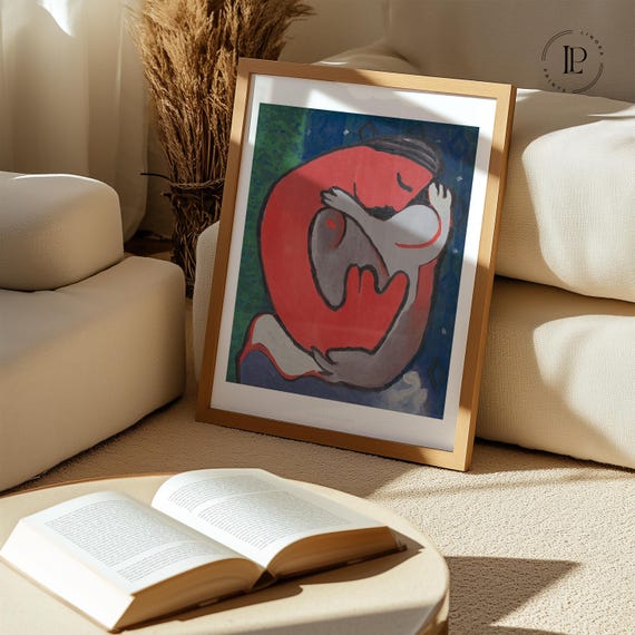 Mikuláš Galanda "Mothers Embrace" Framed Poster – Expressionist Art | Giclée Art Print with White Border, Vintage Poster