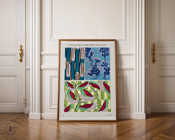 E. A. Séguy “Floral Designs and New Colors No.16” Poster Unframed – Art Deco, Botanical Illustration, Giclée Art Print with White Border