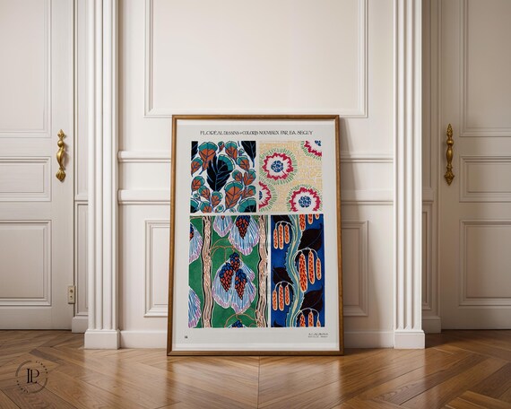E. A. Séguy “Floral Designs and New Colors No.14” Poster Unframed – Art Deco, Botanical Illustration, Giclée Art Print with White Border