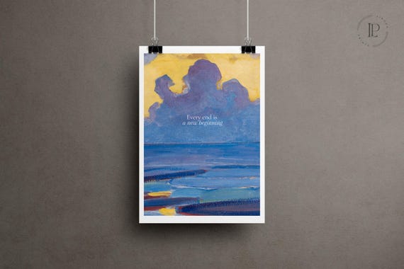 Ready to Hang “Every End Is a New Beginning” Framed Poster – Inspirational Wall Art on Matte Premium Paper with Acrylic Glass