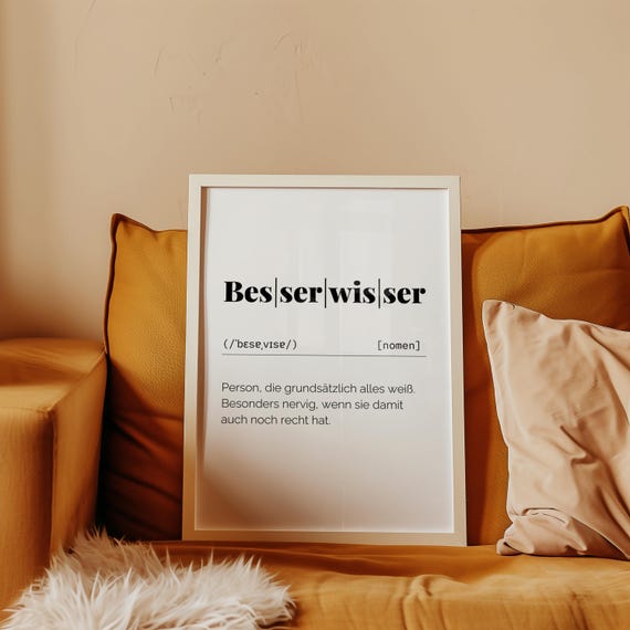 Know-it-all – Sarcastic definition poster as digital download | Funny wall decoration for the office, gift for colleagues & friends