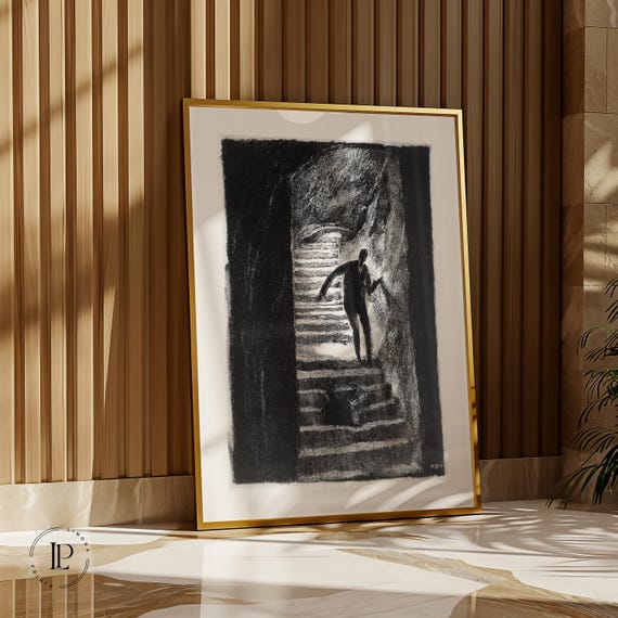 Hugo Steiner-Prag „The Way to Horror“ 1920er Poster gerahmt – Fin-de-Siècle Grafik voller Symbolik | Giclée Kunstdruck mit weißem Rand