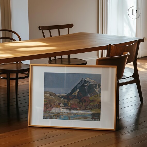 Arnold Peter Weisz-Kubínčan "Mountain Landscape with Village" framed poster – Expressionism | High-quality giclée print with black frame