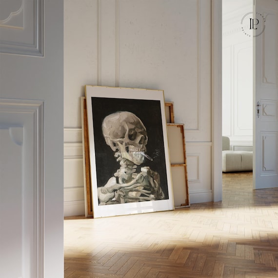Vincent van Gogh "Skeleton with a Cigarette" 1885 Framed Poster – Expressive Painting | Giclée Art Print with Black Frame