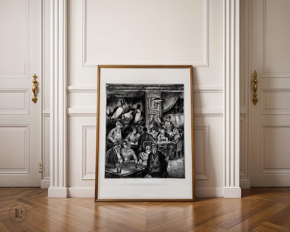 Hugo Steiner-Prag „Im Café“ ca. 1916 Poster ungerahmt – Szene der Weimarer Zeit | Giclée Kunstdruck Vertikal