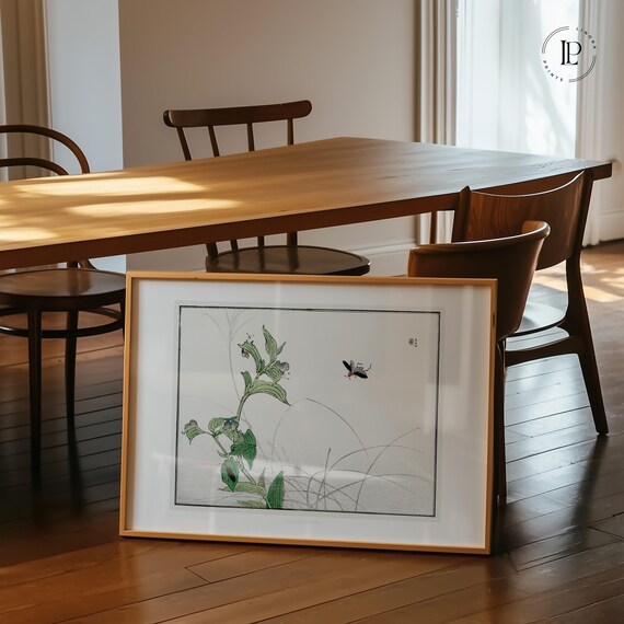 Chūrui Gafu "Firefly Illustration" Framed Poster – Japanese Nature Art | Giclée Art Print with White Border