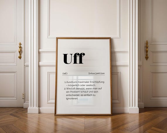 Uff - Definition Poster, Dictionary Print, Funny Slang Wall Decoration, Funny Youth Word Poster, Sarcastic Wall Art, Gift for him