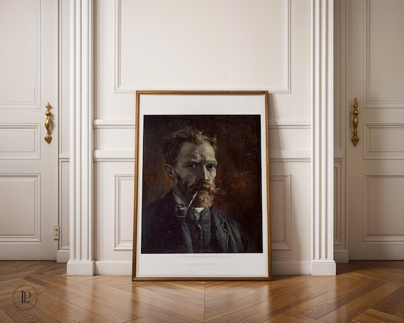 Vincent van Gogh "Self-Portrait with Pipe" 1886 Poster Unframed – Post-Impressionism | Giclée Art Print with White Border Vertical