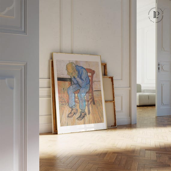 Vincent van Gogh "At Eternity's Gate" 1890 Framed Poster – Post-Impressionism | Giclée Art Print with White Border Vertical