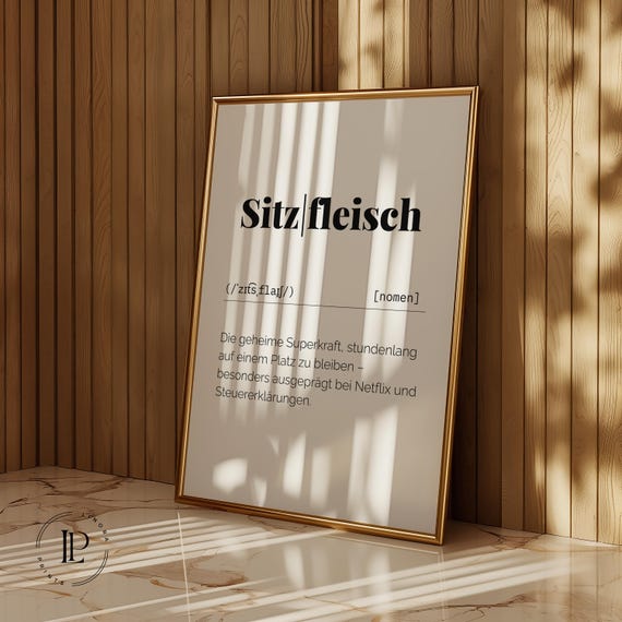 Sitting bare – Funny definition poster as digital download | Typography saying for the office, study, or TV junkies, PDF to print
