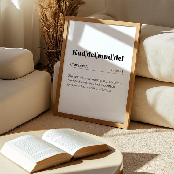 Kuddelmuddel – Funny definition poster as digital download | Ironic wall decoration, gift idea, typography print in DIN A formats