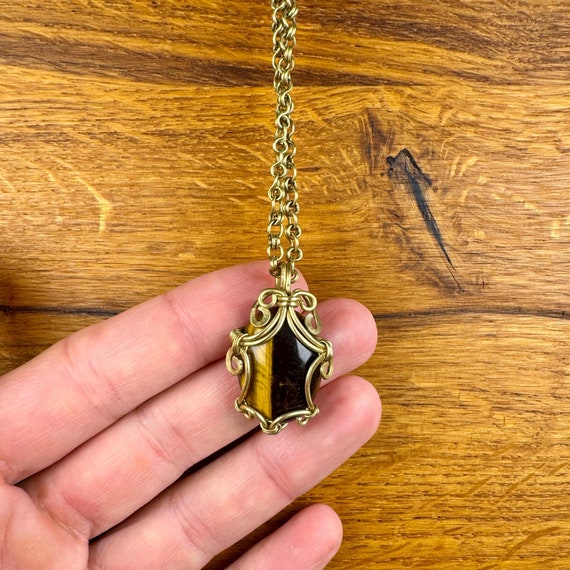 Tiger's Eye Pendant |handmade Bronze Necklace |energy Jewelry