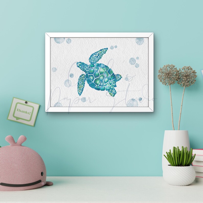 Watercolour Turtle Print - A4 Digital Download - Etsy