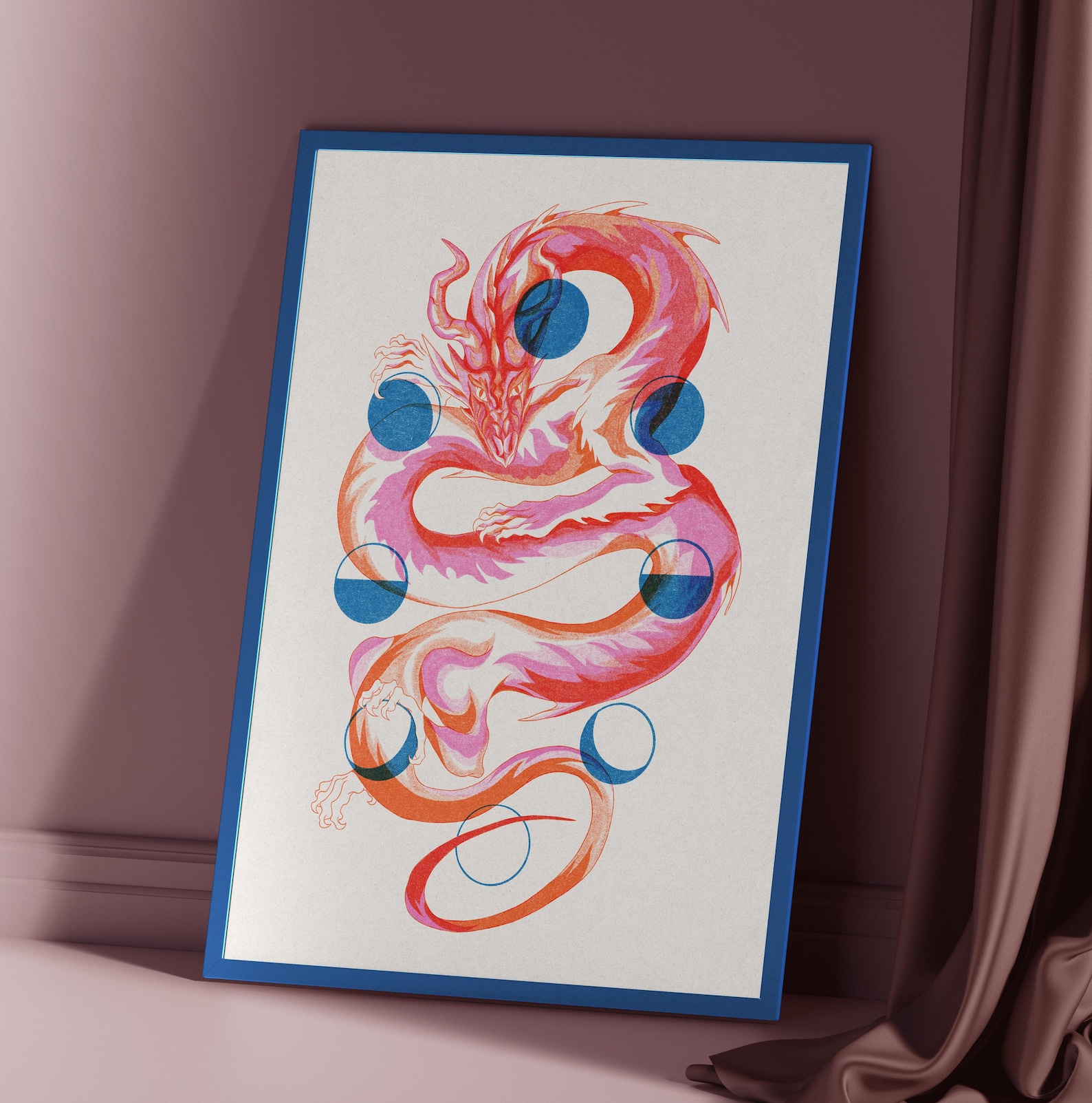 Japanese Dragon — Pink Maximalist Print