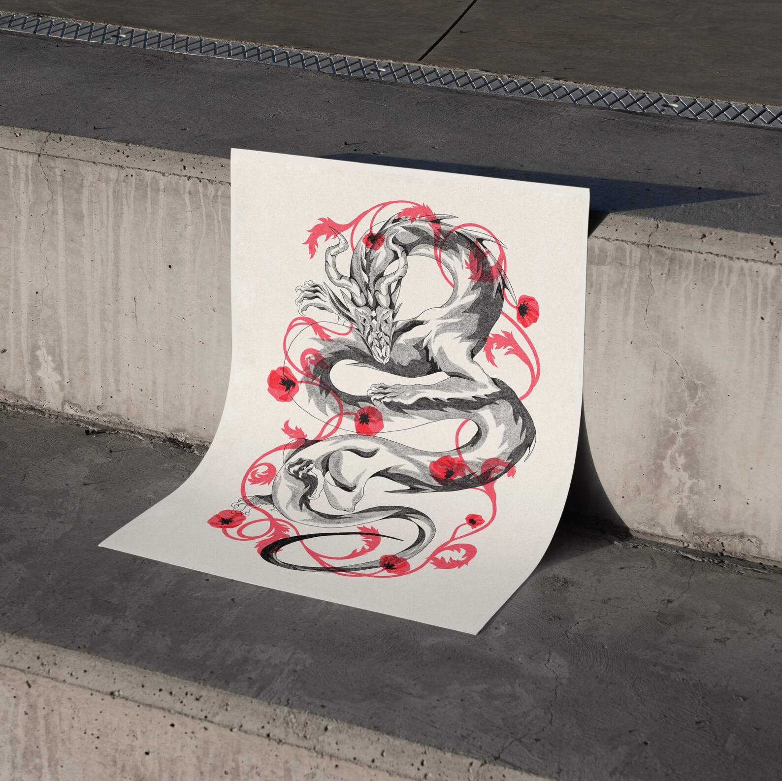 Dragon Wall Art — Red & Black