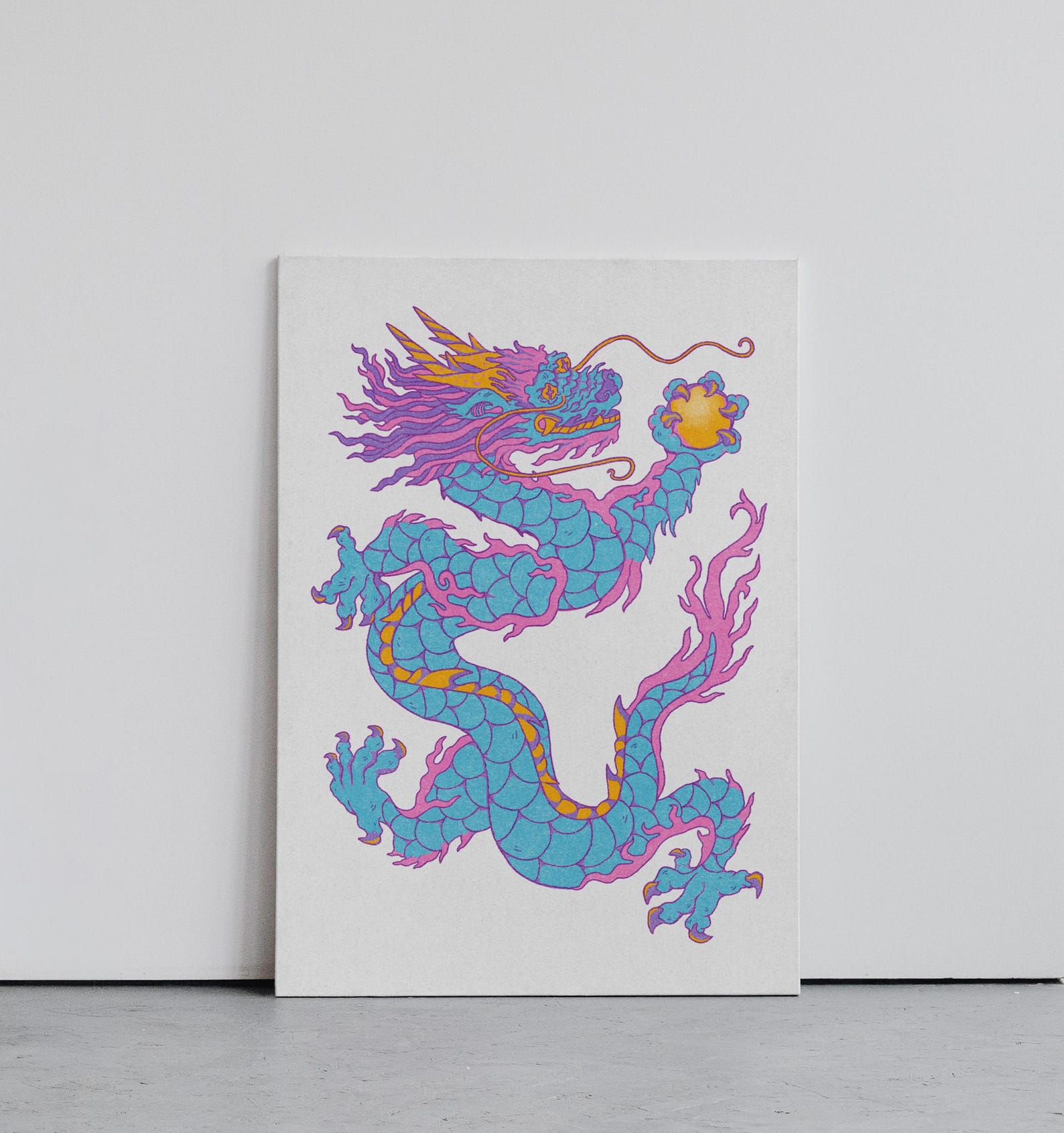 Blue Dragon Wall Art — Y2K Fantasy Poster