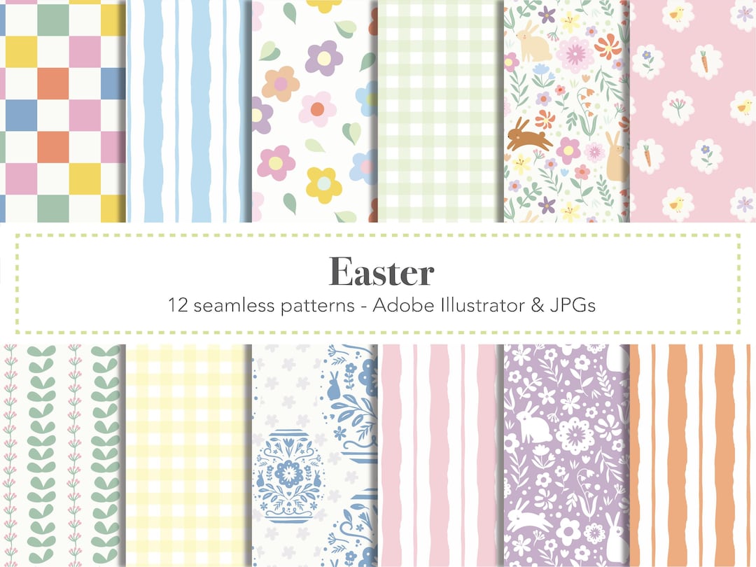Easter Digital Paper Pack - 12 Pastel Seamless Patterns (AI & JPG) - Etsy