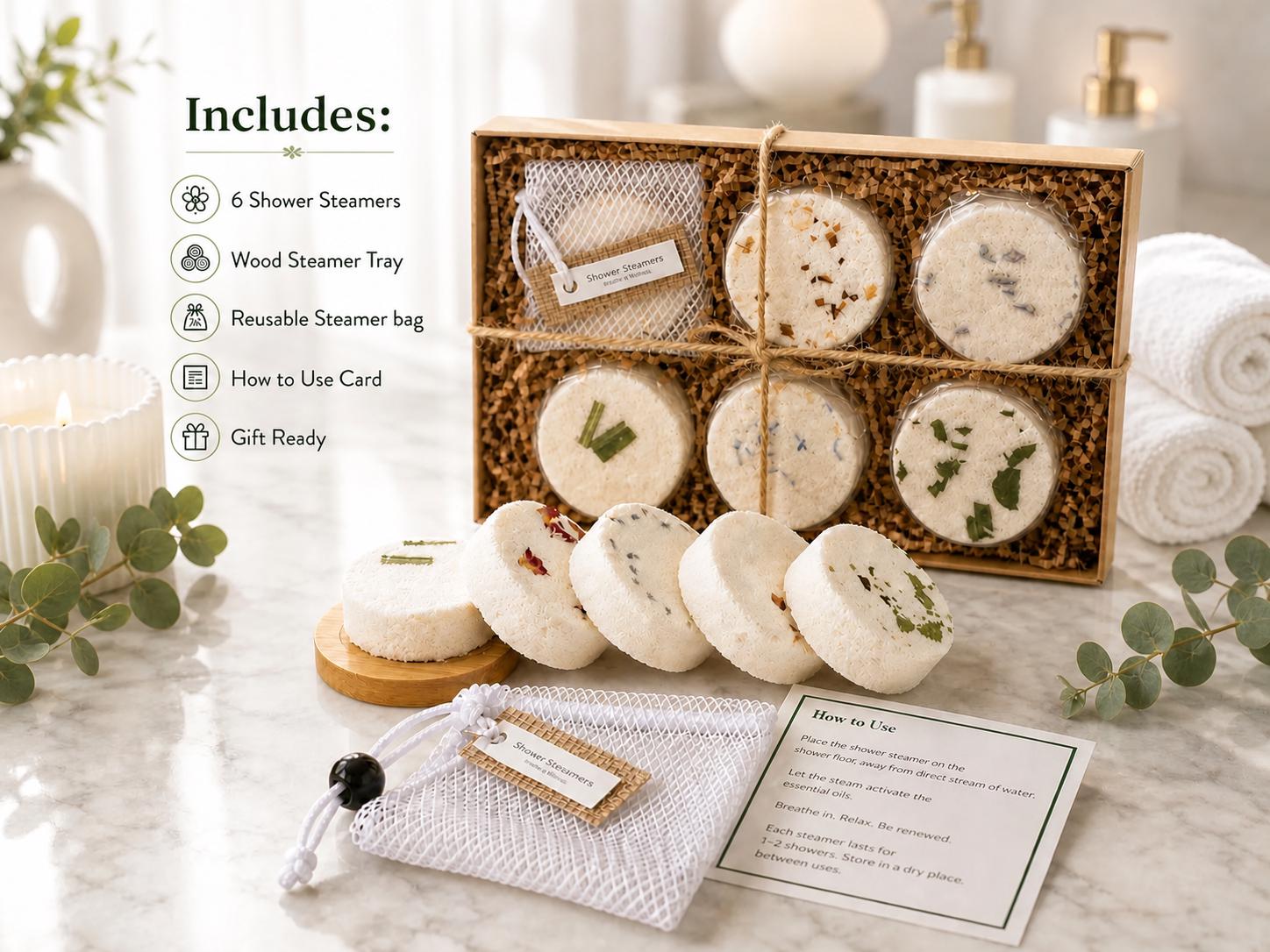 Shower Steamers 6-pack With Wooden Tray - Pure Essential Oil ...