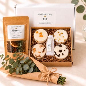 Fall Self-Care Gift Box | Essential Oil Shower Steamers | Harvest Simmer Pot Kit