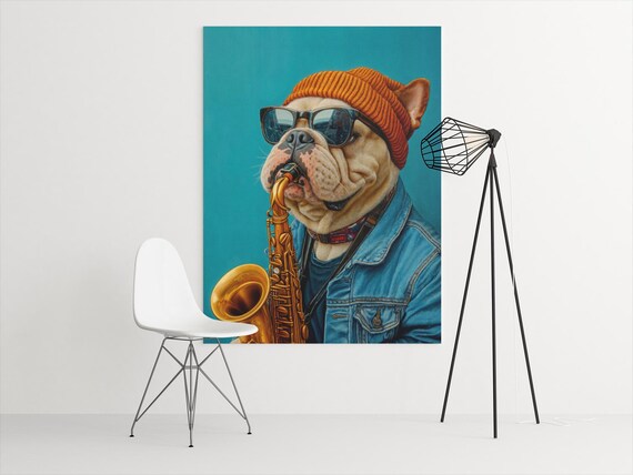 Jazzed-up Bulldog – Cool Abstract Digital Poster of Bulldog