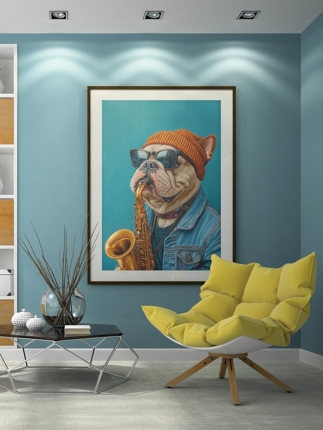 Jazzed-up Bulldog – Cool Abstract Digital Poster of Bulldog