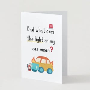 Papá, ¿qué significa esta luz en mi auto? Tarjeta del día del padre, tarjeta divertida del día del padre, tarjeta hecha a mano