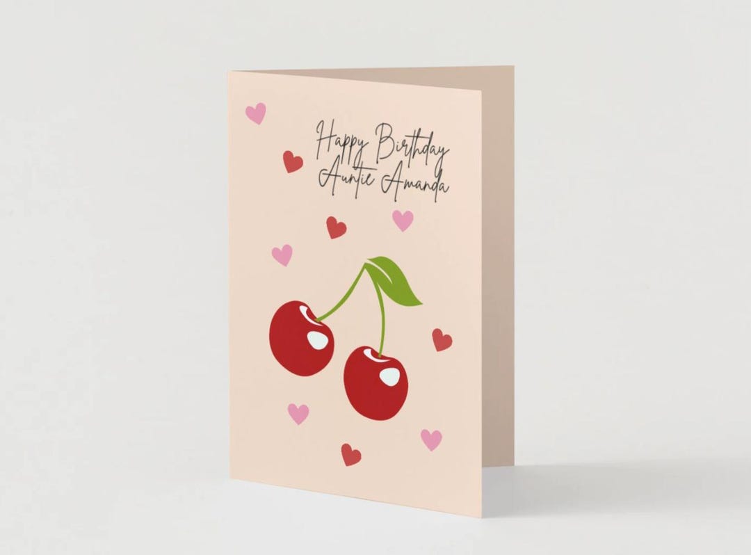 Cherry Birthday Card, Cherry Card, Personalised Card - Etsy