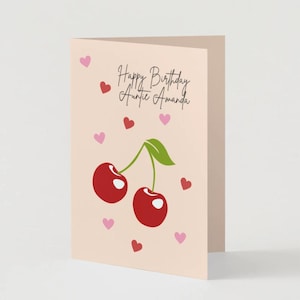 Biglietto di compleanno con ciliegie, biglietto con ciliegie, biglietto personalizzato