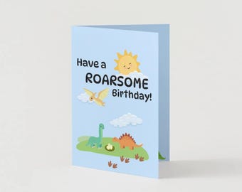 Dinosaur happy birthday card/kids birthday card/birthday card/dinosaur