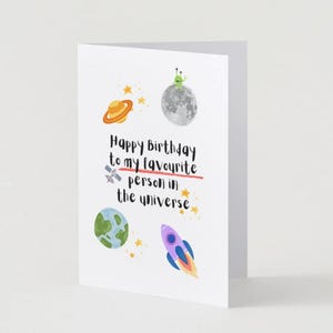 Happy birthday to my favourite person in the universe card/birthday card/cartoon style/personalised/handmade