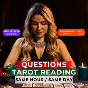 Questions Tarot Reading, Tarot reading 1h, Psychic Reading, Very detailed, Love, Career, Money, Health, Soulmate, friendship, find answers