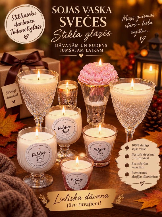 Svece no sojas vaska. Soy wax candle