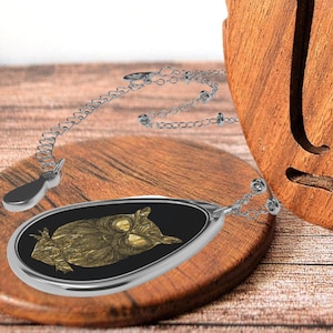Golden Owl Pendant Necklace: Ellipse Boho Jewelry