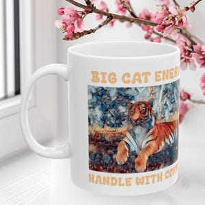 Tiger Ceramic Mug – 11 & 15 oz Stained Glass Jungle Coffee Cup, Big Cat Gift