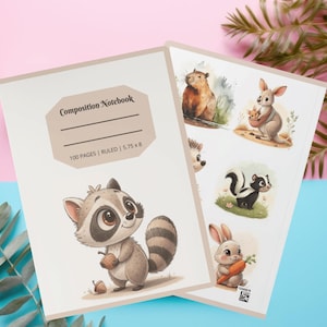 Raccoon Lined Notebook – Whimsical Animal Journal, Forest Friend Diary, Back to School Gift