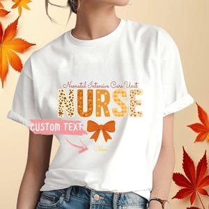 Custom NICU Nurse Shirt, Fall Floral Sublimation Tee, Neonatal Care Top S–4XL Comfort Colors