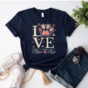 Leuk T-shirt met pootafdruk voor dierenliefhebbers | Cadeau voor hondenmoeders, kattenvaders en dierenreddingsfans | Hartverwarmend T-shirt voor huisdierenliefhebber