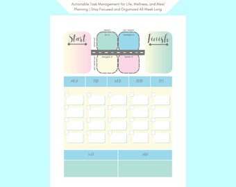 Weekly Roadmap Planner | Digital Download, Editable & Printable | Actionable Task Management for Life and Wellness