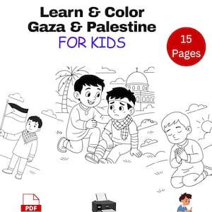 Gaza & Palestine Kids Coloring Book – Printable Learning Pages | Al-Aqsa, Flag, Peace