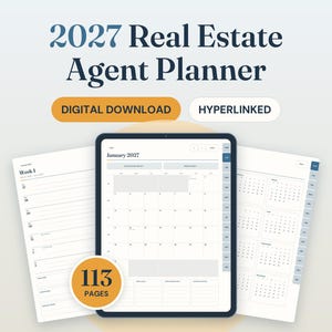 2027 Real Estate Agent Planner | Digital & Printable, Lead Tracker, Open House Log