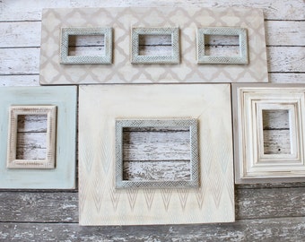 Set of 4 Distressed Picture Frames in Perfect Greige, Tradewinds, and Whitewash