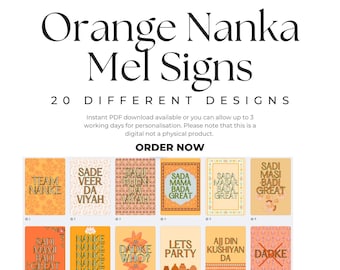 Punjabi Wedding Sign Templates: Bright Nanka Mel, Jaggo, Maaiyan (PDF Downloadable, 20-Pack)
