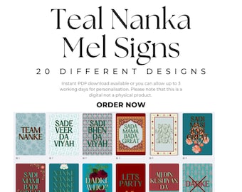 Punjabi Wedding Signs: Teal & Maroon Nanka Mel, Jaggo Maaiyan (PDF)